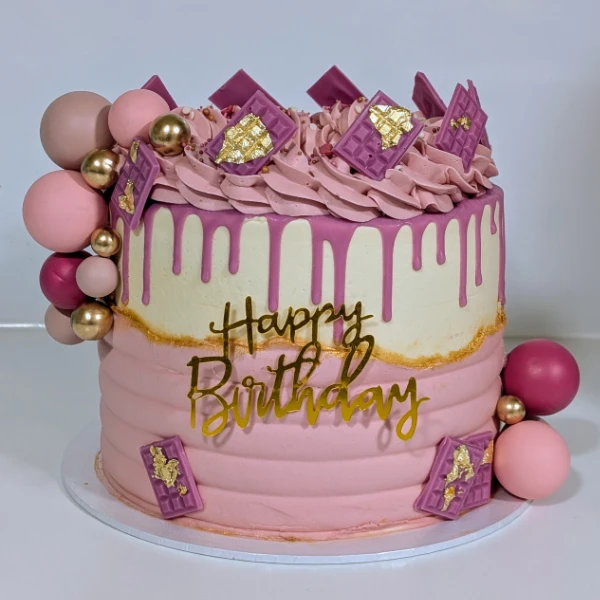 Pink & Gold Birthday Cake